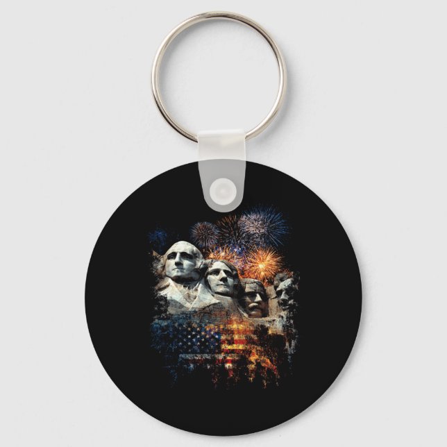 Mens Mens 4th Of July Fireworks Mount Rushmore Key Ring (Front)
