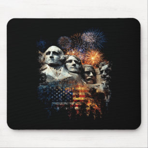 Mens Mens 4th Of July Fireworks Mount Rushmore Mouse Mat