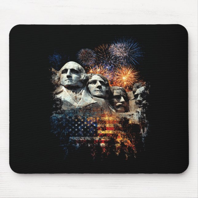 Mens Mens 4th Of July Fireworks Mount Rushmore Mouse Mat (Front)
