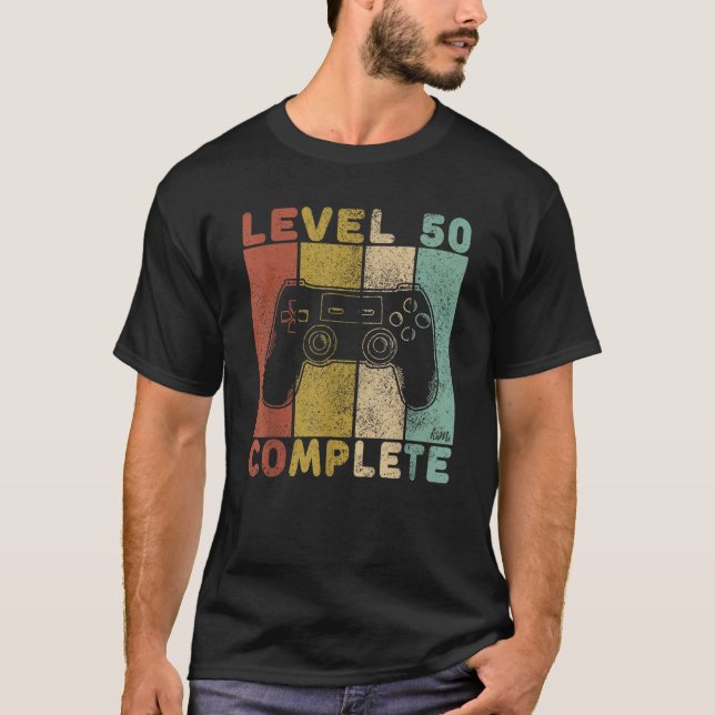 Mens Mens 50th Birthday Men Gaming  Level 50 Compl T-Shirt (Front)