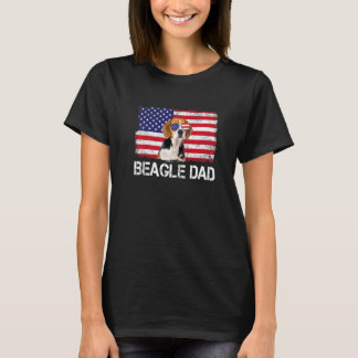 Mens Mens Beagle Dad Us Flag 4th Of July Patriotic T-Shirt