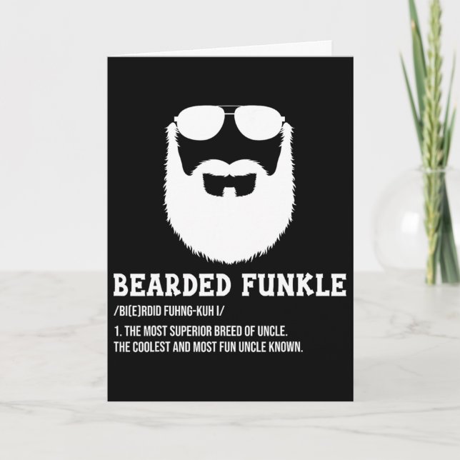 Mens Mens Bearded Uncle Dad Bearded Funkle Funny U Card (Front)
