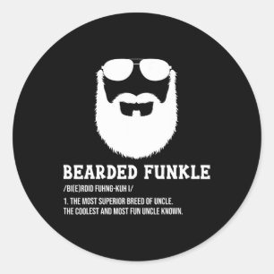 Mens Mens Bearded Uncle Dad Bearded Funkle Funny U Classic Round Sticker
