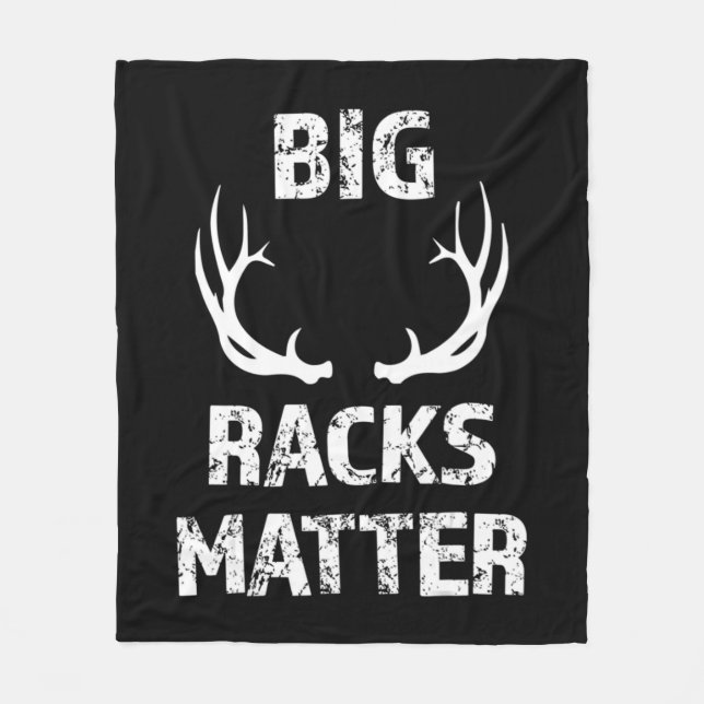 Mens Mens Big Racks Matter Fun Deer Buck Hunting M Fleece Blanket (Front)