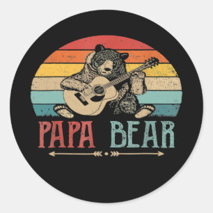 Mens Mens Cute Papa Bear Vintage Father's Day Classic Round Sticker