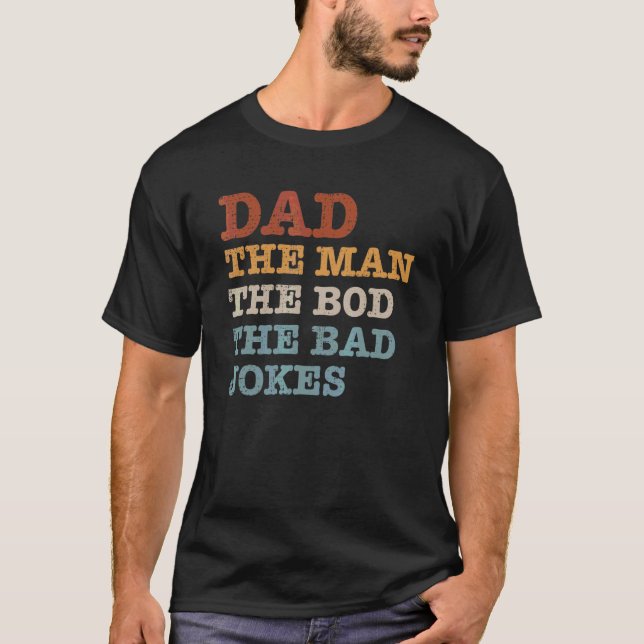 Mens Mens  Dad  The Man The Bod The Bad Jokes Vint T-Shirt (Front)