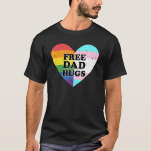 Mens Mens Free Dad Hugs With Rainbow And Transgend T-Shirt