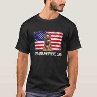 Mens Mens German Shepherd Dad Us Flag 4th Of July T-Shirt
