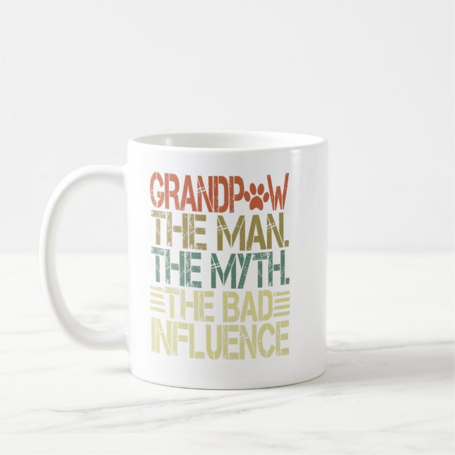 Mens Mens Grandpaw The Man The Myth The Bad Influe Coffee Mug (Left)