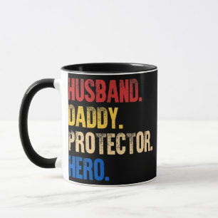 Mens Mens Husband Daddy Protector Hero Father Mug