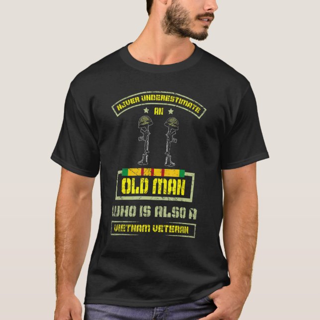 Mens Mens Never Underestimate an OLD MAN Vietnam V T-Shirt (Front)