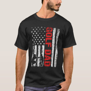 Mens Mens Proud Golf Dad Vintage Retro American Fl T-Shirt