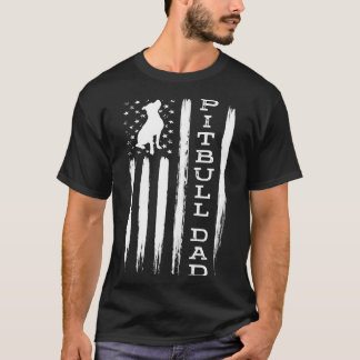 Mens Mens Proud Pitbull Dad  America Bully Dog Pit T-Shirt
