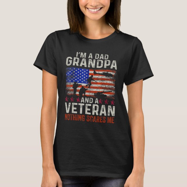 Mens Mens Retro I m a Dad Grandpa and a Veteran no T-Shirt (Front)