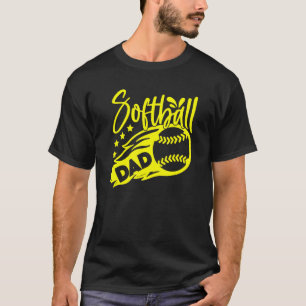 Mens Mens Softball Dad Stylised Flaming Ball T-Shirt
