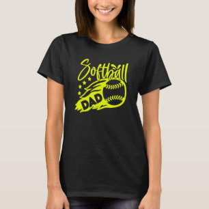 Mens Mens Softball Dad Stylised Flaming Ball T-Shirt