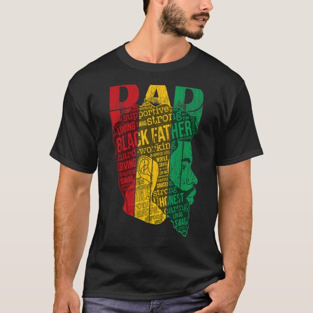 Mens Mens Strong Black Dad King African American N T-Shirt (Front)