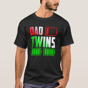 Mens Mens Tired Dad Low Battery Twins Full Charge T-Shirt
