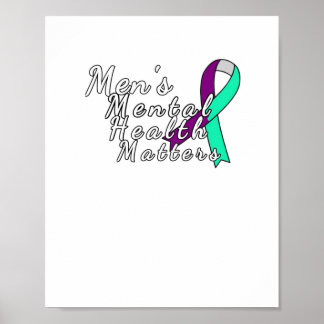 Men's Mental Health Blended Ribbon Sticker Poster