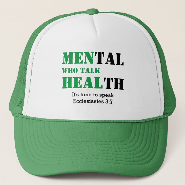 Mens Mental Health MEN WHO TALK HEAL Awareness Trucker Hat (Front)
