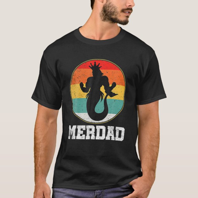 Mens Merdad Daddy Merman Underwater Sea Retro Suns T-Shirt (Front)