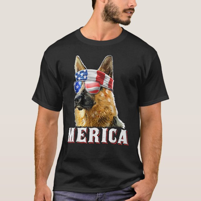 Mens Merica German Shepherd Dog 4th Of July Americ T-Shirt (Front)