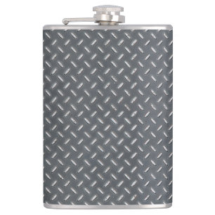 Men's Metal Look Diamond Plate Hip Flask
