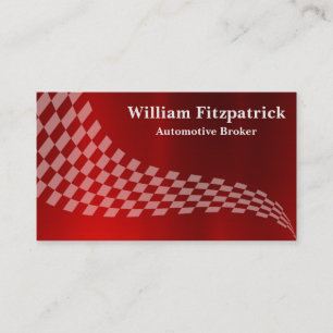 Men's Metallic Red White Racing Flag Business Card