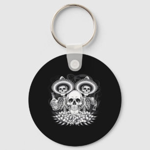 Mens Mexico Vintage Skeleton Dia De Los Muertos Key Ring