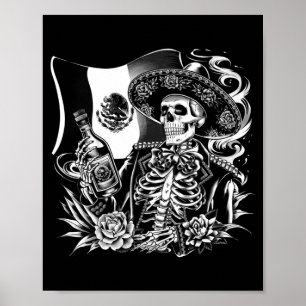 Mens Mexico Vintage Skeleton Dia De Los Muertos Poster