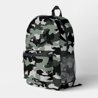 Mens Military Black and Light Grey Camo Pattern Printed Backpack