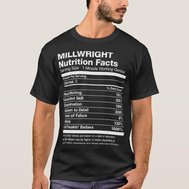 Mens Millwright Nutrition Facts Funny  T-Shirt (Front)