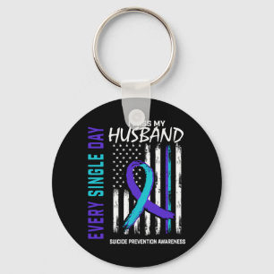 Mens Miss Husband Suicide Awareness Prevention Key Ring