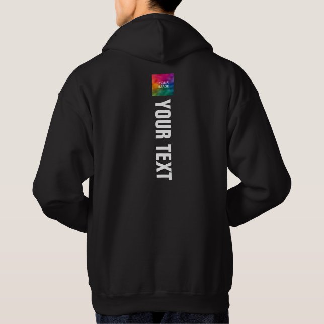 Mens Modern Back Side Print Template Black Hoodie (Back)