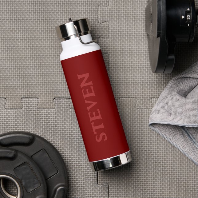 Mens Modern Burgundy Personalised Gym Water Bottle (Gym)