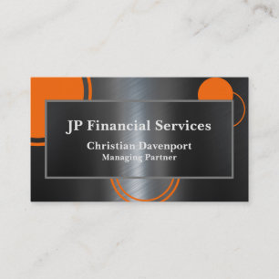 Men's Modern Metallic Black Orange Abstract Business Card