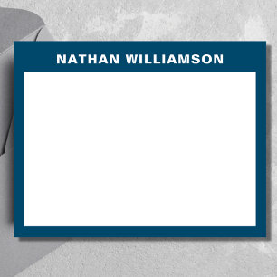 Men's Modern Minimal Blue White Personalised  Card