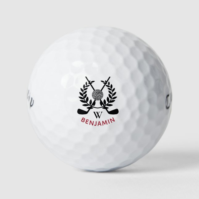 Mens Modern Monogram Golf Balls (Front)