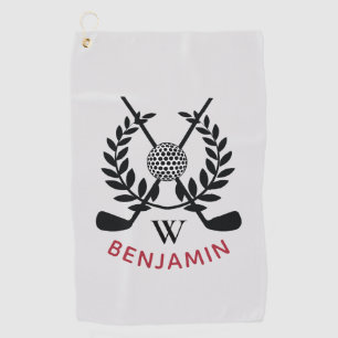 Mens Modern Monogram Golf Towel
