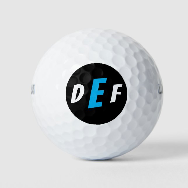 Men's Modern Monogram Initials Blue Golf Balls (Front)