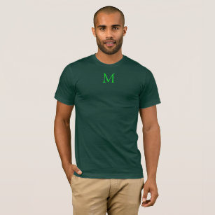 Mens Modern Monogram T Shirt Elegant Forest Green
