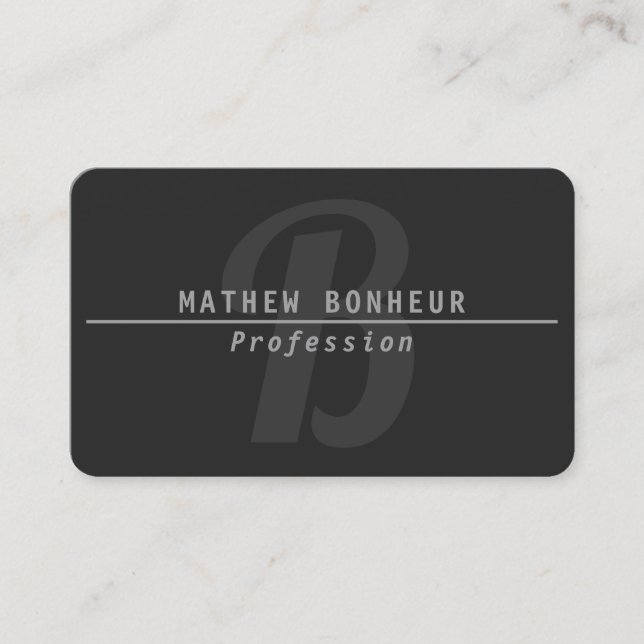 Men's Modern Monogrammed, Greys Business Card (Front)