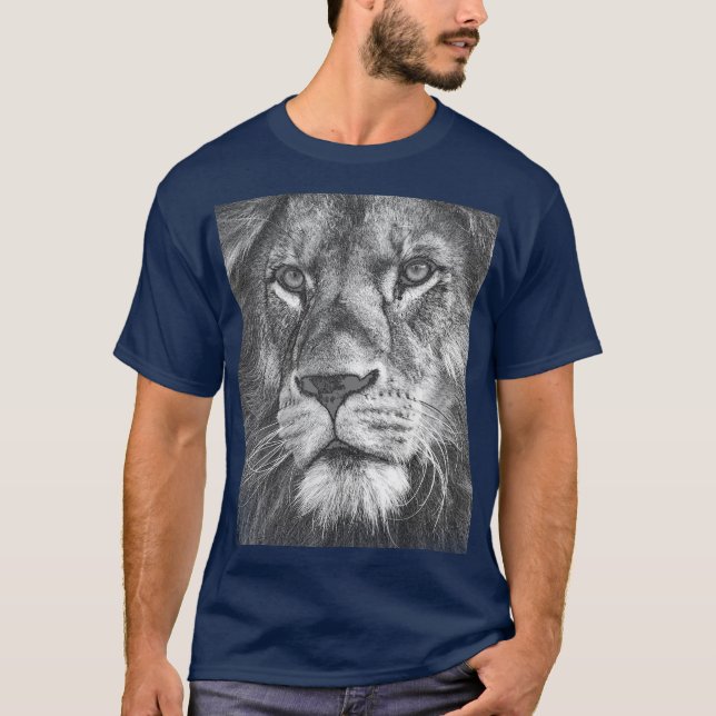 Mens Modern T-Shirts Lion Face Animals Template (Front)