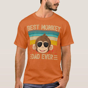 Mens Monkey Vintage Funny Best Monkey Dad Ever Fat T-Shirt