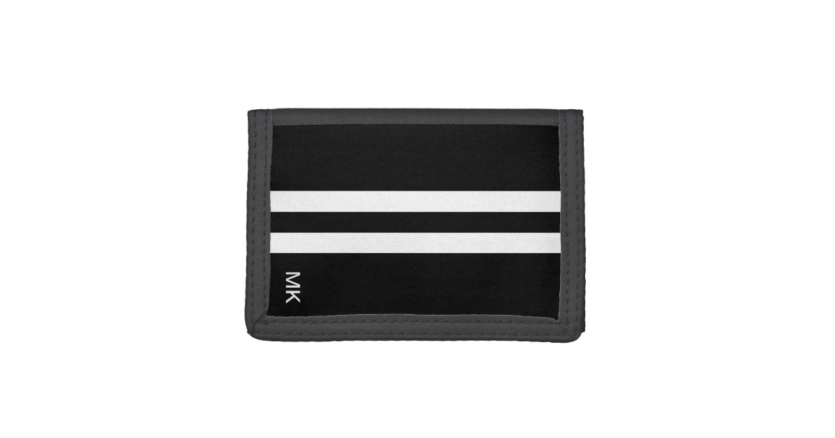 Mens Monogram Black and White Stripes Wallet | 0