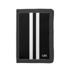 Mens Monogram Black and White Stripes Wallet