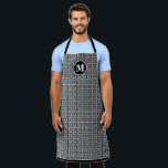 Mens Monogram Black Greek Key Meander Pattern Apron<br><div class="desc">Men's monogram black ancient Greek key meander pattern. Geometric pattern from ancient Greece.</div>