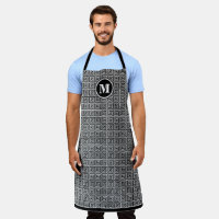 Mens Monogram Black Greek Key Meander Pattern