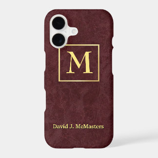 Mens Monogram Burgundy Marble Executive Case