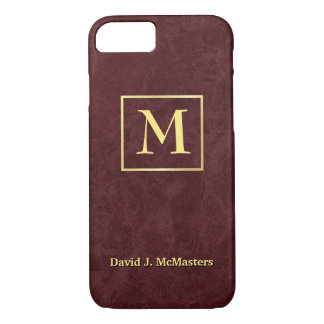 Mens Monogram Burgundy Marble Executive Case